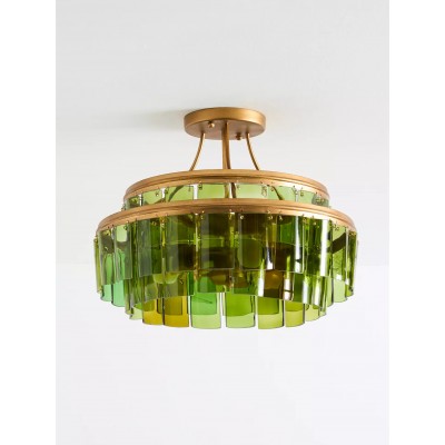 Verdura Glass Semi-Flush Mount - Elegante groene glazen plafondarmatuur HL1372