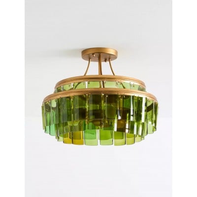 Plafonnier semi-encastré en verre Verdura - Élégant plafonnier en verre vert HL1372