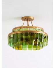 Lightail plafondlamp - iriserend glas met messing voet HL1367