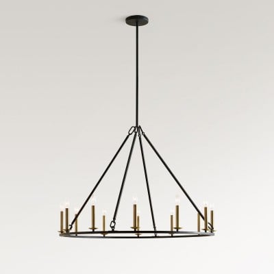 Rowan Modern Wagon Wheel Round Chandelier - Industrial Farmhouse Iron Lighting Fixture HL1527 Rowan Modern Wagon Wheel Round Chandelier - Industrial Farmhouse Iron Lighting Fixture HL1527