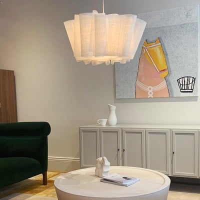 Nordic Linen Pleated  Fabric Pendant Light Lampshade HL1403 Nordic Linen Pleated  Fabric Pendant Light Lampshade HL1403
