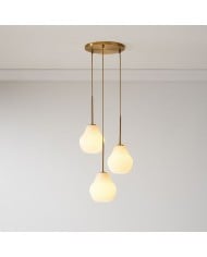 Calvor Linear kroonluchter met 2 lampen - porseleinen kappen en bronzen afwerking HL1604