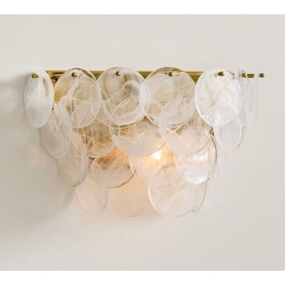 Applique murale Sevra à disque en verre en cascade - Éclairage en métal finition laiton vintage HL1586