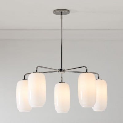 Lustre galet 5 lumières Lumivelle - Suspension moderne en verre HL1463