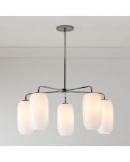 Lustre linéaire Ferosa en forme de bateau - Laiton antique avec verre laiteux HL1460