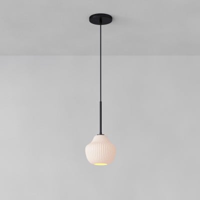 Rivrona geribbelde hanglamp – moderne geribbelde glazen lamp met metalen afwerking HL1583