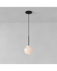 Oslan Ivory Linen Hanglamp - Moderne Plafondlamp met Scalloped Shades HL1584