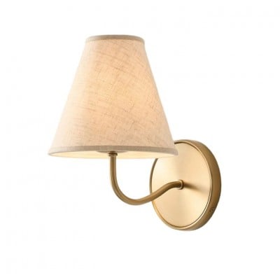 Fibura Strakke metalen wandlamp met linnen kap - Wandkunst HL1591