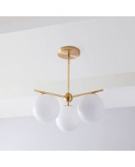 Lustre en verre galet Lumivelle - Suspension moderne à 3 lumières HL1473