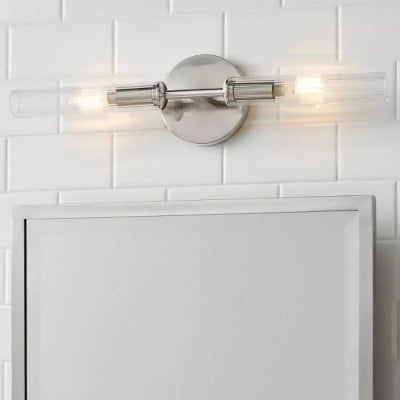 Alice Rustik Transparent Cooper Ribbed Glaslampa med Dubbelt Rör HL1360