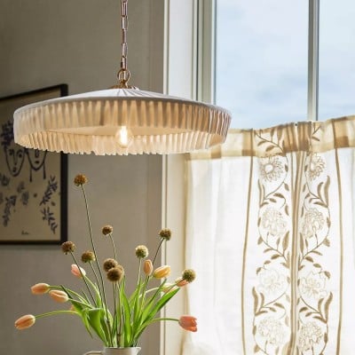 Elumina Zijden Geplooide Hanglamp - Klassieke Hangende Plafondlamp HL1369