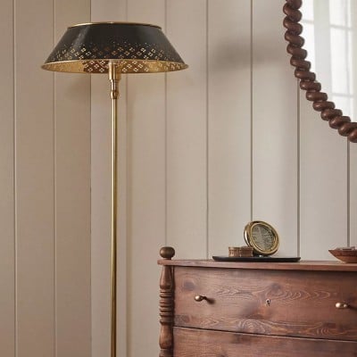 Auriglow Enameled Brass Perforated Floor Lamp - Space Age Style HL1373 Auriglow Enameled Brass Perforated Floor Lamp - Space Age Style HL1373