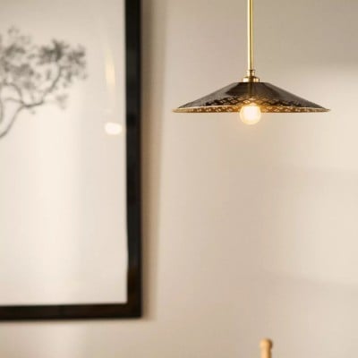 Auriglow Enameled Brass Pendant With Clover Cutout Shade HL1387 Auriglow Enameled Brass Pendant With Clover Cutout Shade HL1387