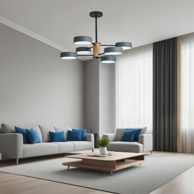 Lampadario scandinavo in legno ramificato - Lampada LED Sputnik Disc HL1352