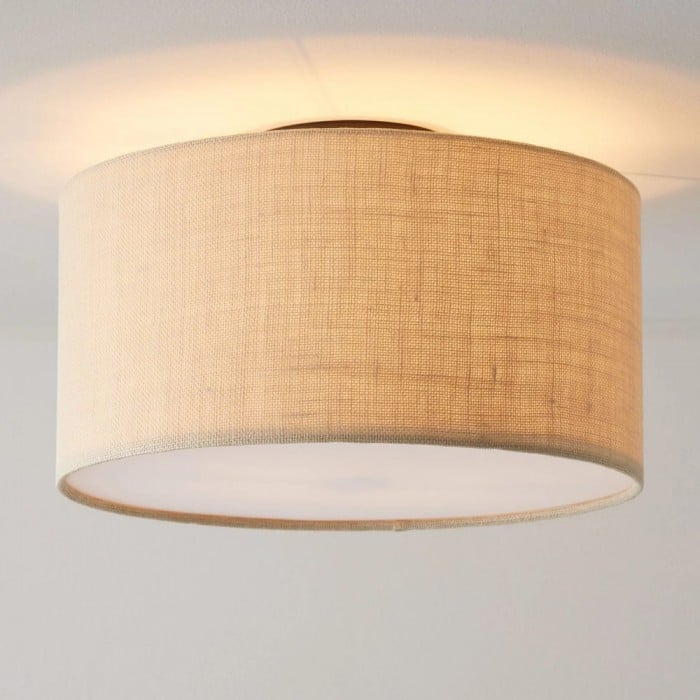 Jelvane Drum Flush Mount z kloszem materiałowym HL1480 Jelvane Drum Flush Mount z kloszem materiałowym HL1480