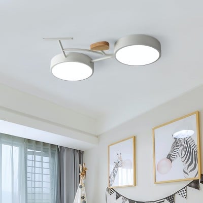 Nordic Wood Disc Ceiling Lamp - Bicycle LED Lamp for Kids' Room HL1350