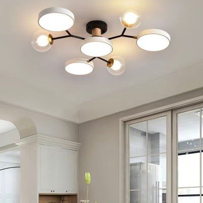 Nordic Branch LED Ceiling Lamp - Round Wood Lamp for Bedroom HL1349