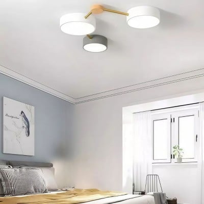 Nordic Circular LED Ceiling Lamp - Wood Branch Lamp for Bedroom HL1347