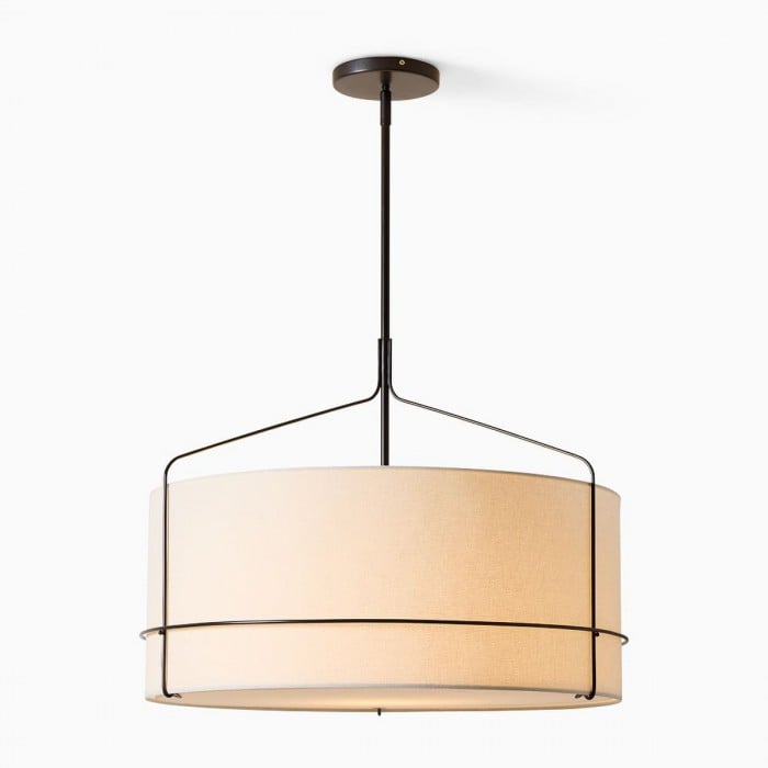 Lámpara colgante de lino Horelia - Lámpara colgante con forma de tambor nórdico HL1491 Lámpara colgante de lino Horelia - Lámpara colgante con forma de tambor nórdico HL1491