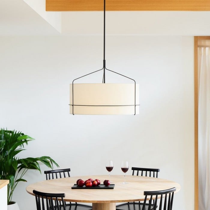 Lniana lampa wisząca Horelia - Nordic Lampa wisząca w kształcie bębna HL1491 Lniana lampa wisząca Horelia - Nordic Lampa wisząca w kształcie bębna HL1491