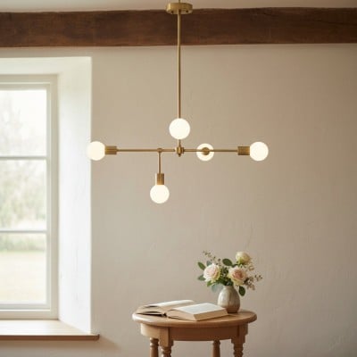 Mobilux Line 5 Light Chandelier - Modern Ceiling Hanging Lamp for Dining Room HL1717
