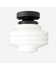 Suspension Geotower en verre et laiton – Globe opale Art déco HL1740