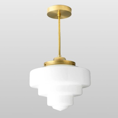 Geotower Glass Brass Pendant Light – Art Deco Opal Globe Ceiling Fixture HL1703