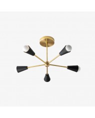 Glorica Glas-Kronleuchter – Messing-Kugel-Deckenleuchte mit Opalschirm HL1692