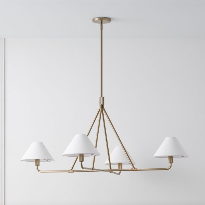 Lampa wisząca Diora – nowoczesna metalowa oprawa z kloszami lnianymi HL1499 Lampa wisząca Diora – nowoczesna metalowa oprawa z kloszami lnianymi HL1499
