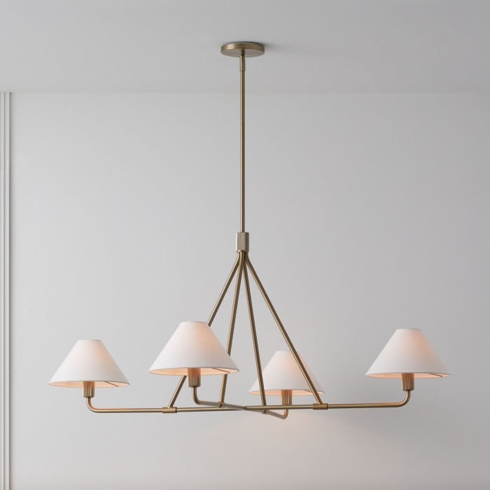 Lampa wisząca Diora – nowoczesna metalowa oprawa z kloszami lnianymi HL1499 Lampa wisząca Diora – nowoczesna metalowa oprawa z kloszami lnianymi HL1499