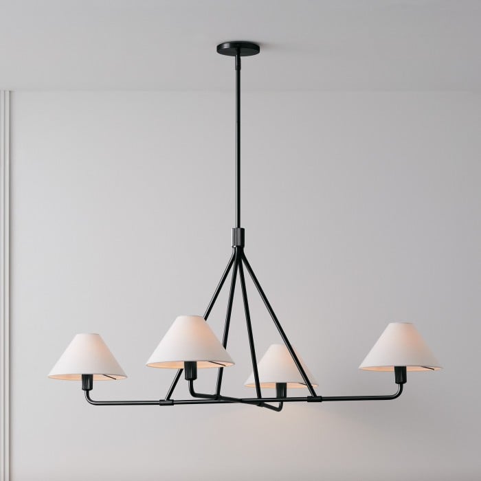Lampa wisząca Diora – nowoczesna metalowa oprawa z kloszami lnianymi HL1499 Lampa wisząca Diora – nowoczesna metalowa oprawa z kloszami lnianymi HL1499