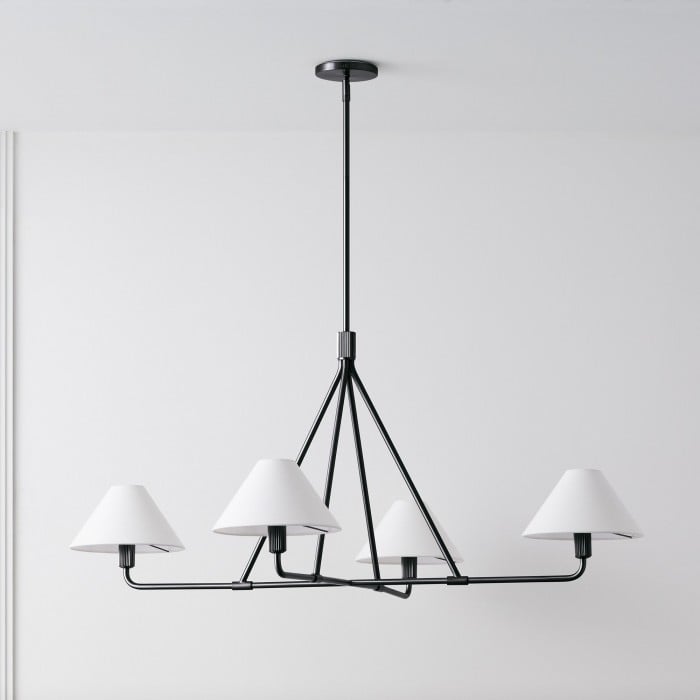 Lampa wisząca Diora – nowoczesna metalowa oprawa z kloszami lnianymi HL1499 Lampa wisząca Diora – nowoczesna metalowa oprawa z kloszami lnianymi HL1499