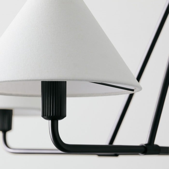 Lampa wisząca Diora – nowoczesna metalowa oprawa z kloszami lnianymi HL1499 Lampa wisząca Diora – nowoczesna metalowa oprawa z kloszami lnianymi HL1499
