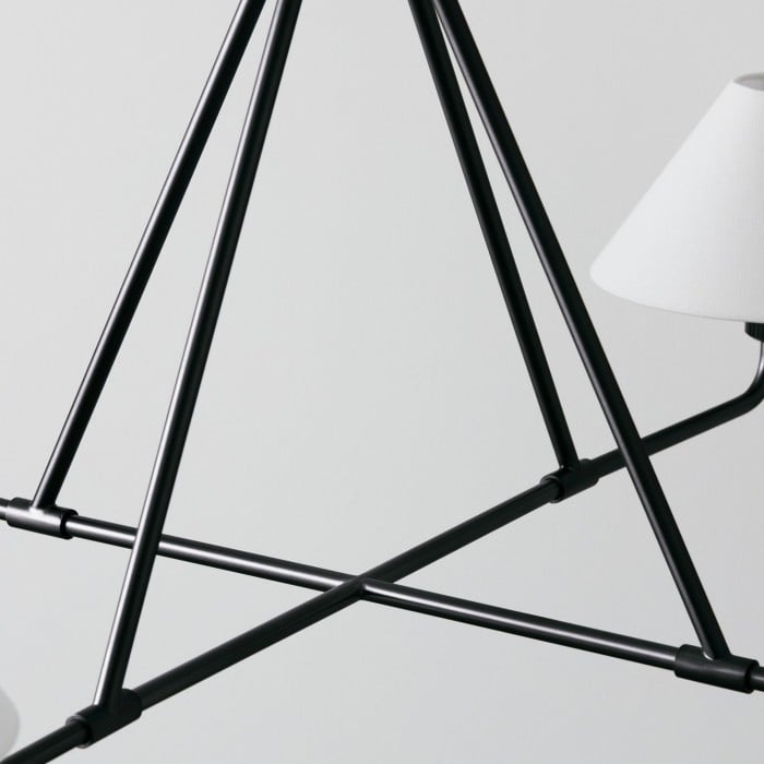 Lampa wisząca Diora – nowoczesna metalowa oprawa z kloszami lnianymi HL1499 Lampa wisząca Diora – nowoczesna metalowa oprawa z kloszami lnianymi HL1499