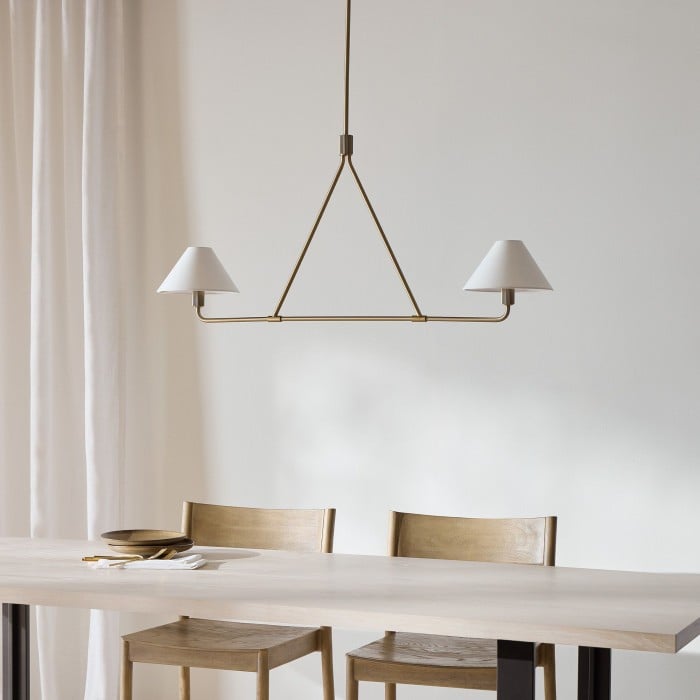 Lampa wisząca Diora – nowoczesna metalowa oprawa z kloszami lnianymi HL1499 Lampa wisząca Diora – nowoczesna metalowa oprawa z kloszami lnianymi HL1499
