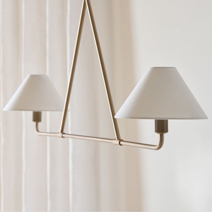 Lampa wisząca Diora – nowoczesna metalowa oprawa z kloszami lnianymi HL1499 Lampa wisząca Diora – nowoczesna metalowa oprawa z kloszami lnianymi HL1499