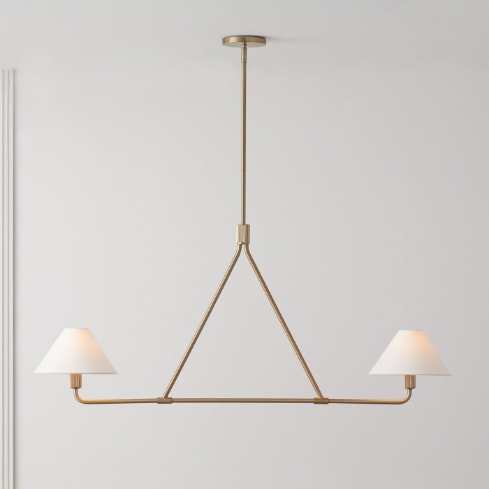 Lampa wisząca Diora – nowoczesna metalowa oprawa z kloszami lnianymi HL1499 Lampa wisząca Diora – nowoczesna metalowa oprawa z kloszami lnianymi HL1499