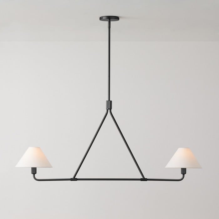 Lampa wisząca Diora – nowoczesna metalowa oprawa z kloszami lnianymi HL1499 Lampa wisząca Diora – nowoczesna metalowa oprawa z kloszami lnianymi HL1499