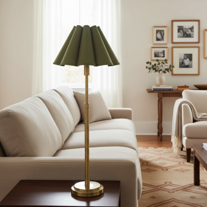 Nowoczesna lampa stołowa w stylu vintage – abażur w kształcie muszli, lampa Capirise z metalową podstawą HL1381 Nowoczesna lampa stołowa w stylu vintage – abażur w kształcie muszli, lampa Capirise z metalową podstawą HL1381