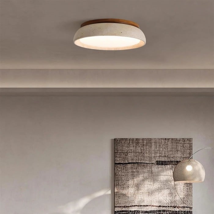 Rund travertin taklampa - Modern trälampa för matsal HL1297 Rund travertin taklampa - Modern trälampa för matsal HL1297
