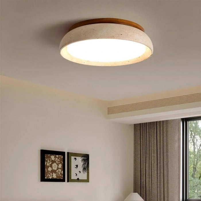 Rund travertin taklampa - Modern trälampa för matsal HL1297 Rund travertin taklampa - Modern trälampa för matsal HL1297