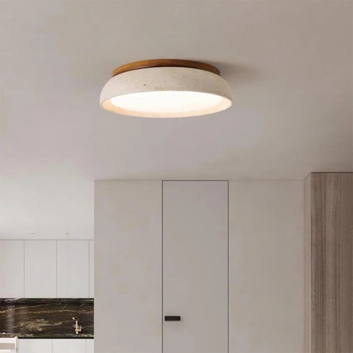 Rund travertin taklampa - Modern trälampa för matsal HL1297 Rund travertin taklampa - Modern trälampa för matsal HL1297