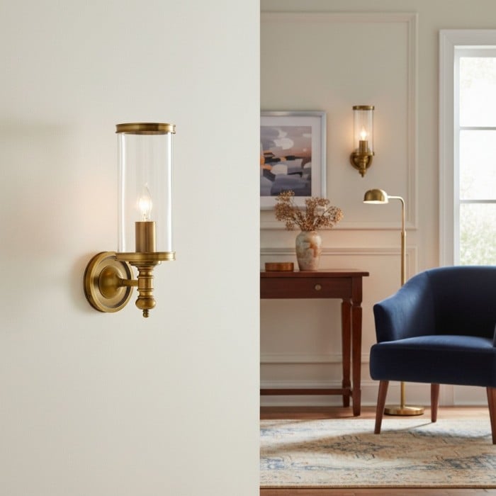 Driscoll Glascylinderlampa - Klassisk Järnvägglampa med Klar Glasskärm HL1537