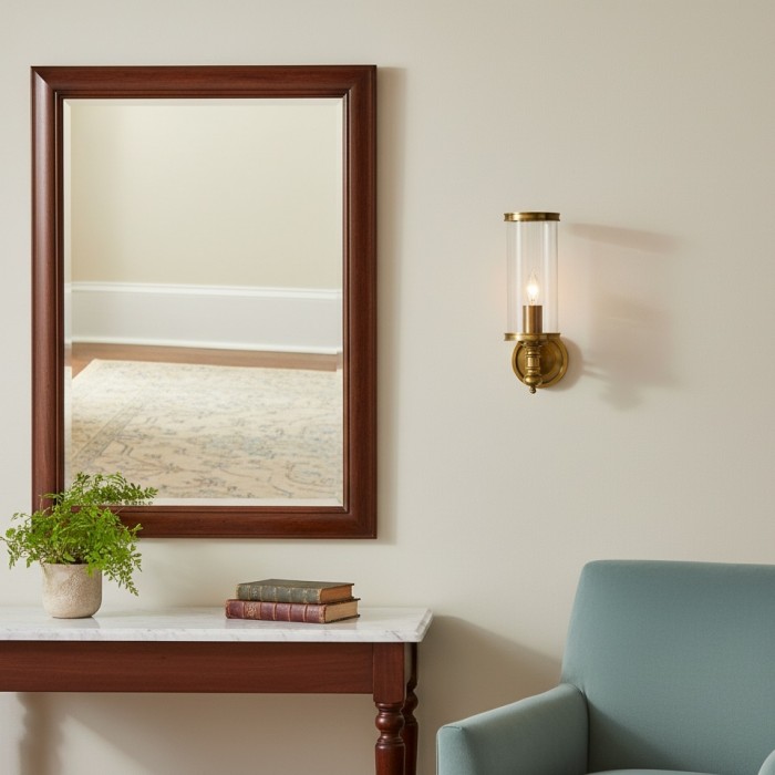 Driscoll Glascylinderlampa - Klassisk Järnvägglampa med Klar Glasskärm HL1537