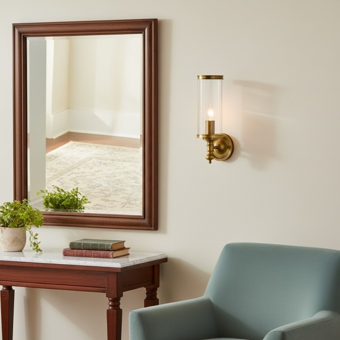 Driscoll Glascylinderlampa - Klassisk Järnvägglampa med Klar Glasskärm HL1537