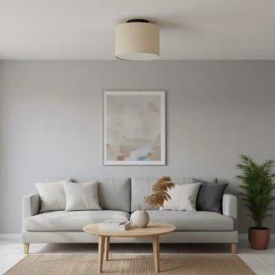 Jelvane Drum Flush Mount z kloszem materiałowym HL1480