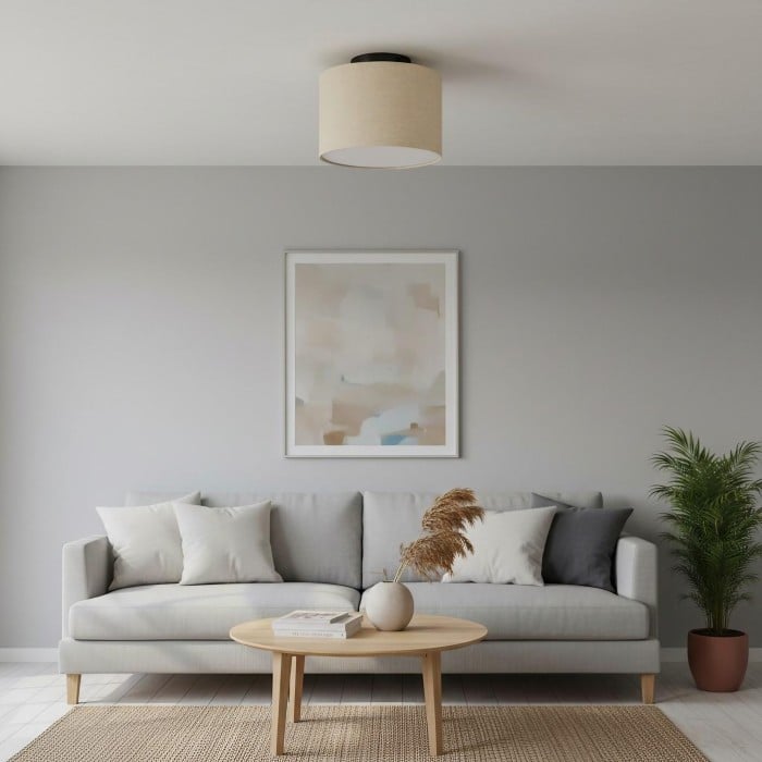 Lámpara empotrada de tambor Jelvane con pantalla de tela HL1480 Lámpara empotrada de tambor Jelvane con pantalla de tela HL1480