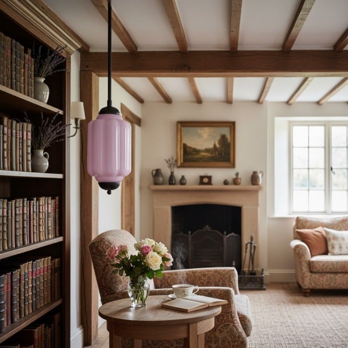 Lustre vintage en verre Eloise - Décoration d'intérieur en verre laiteux HL1651