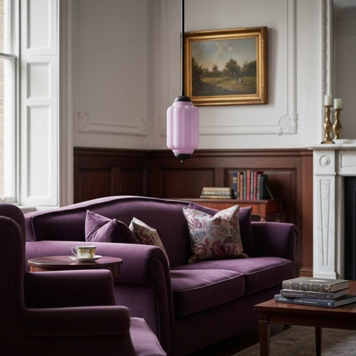 Lustre vintage en verre Eloise - Décoration d'intérieur en verre laiteux HL1651