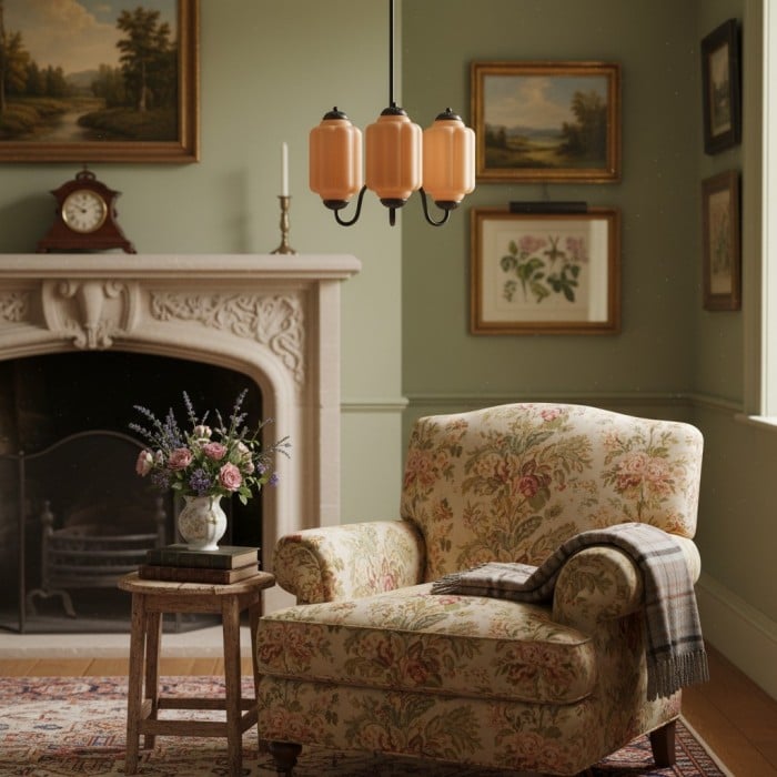 Lustre vintage en verre Eloise - Décoration d'intérieur en verre laiteux HL1651